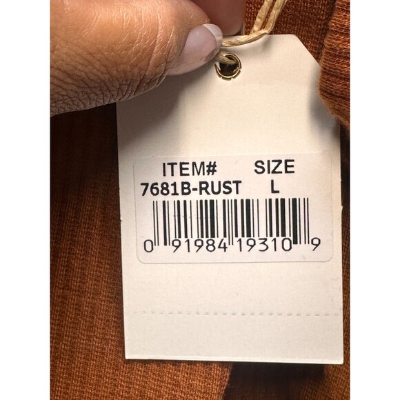 Grace & Emma Lace Sleeve Top L Rust Brown Knit Blouse Fall Casual Romantic NWT - Picture 4 of 9